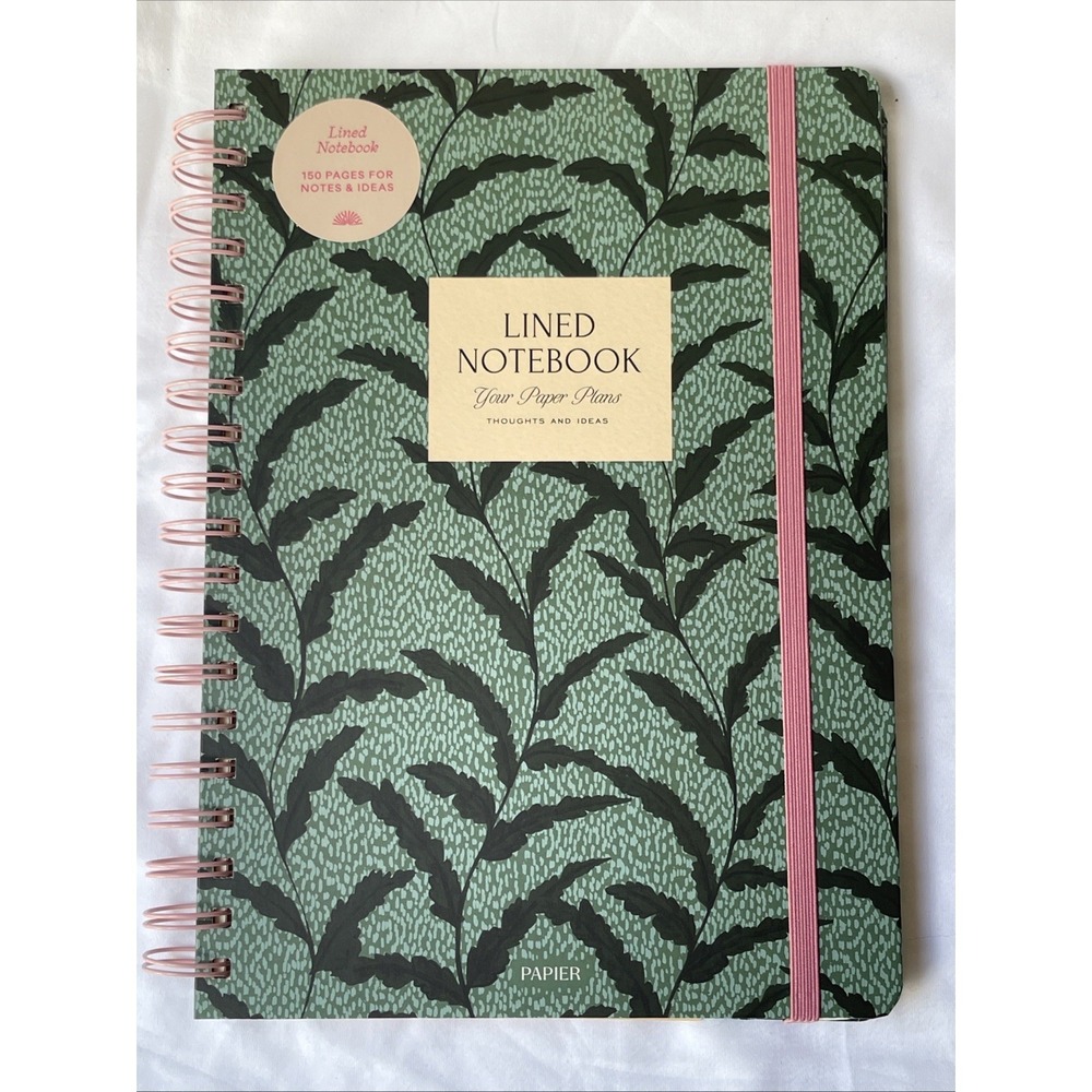 PAPIER LINED JOURNAL HARDCOVER SPIRAL BOUND NOTEBOOK 7.1" x 10" NUMBERED PAGES